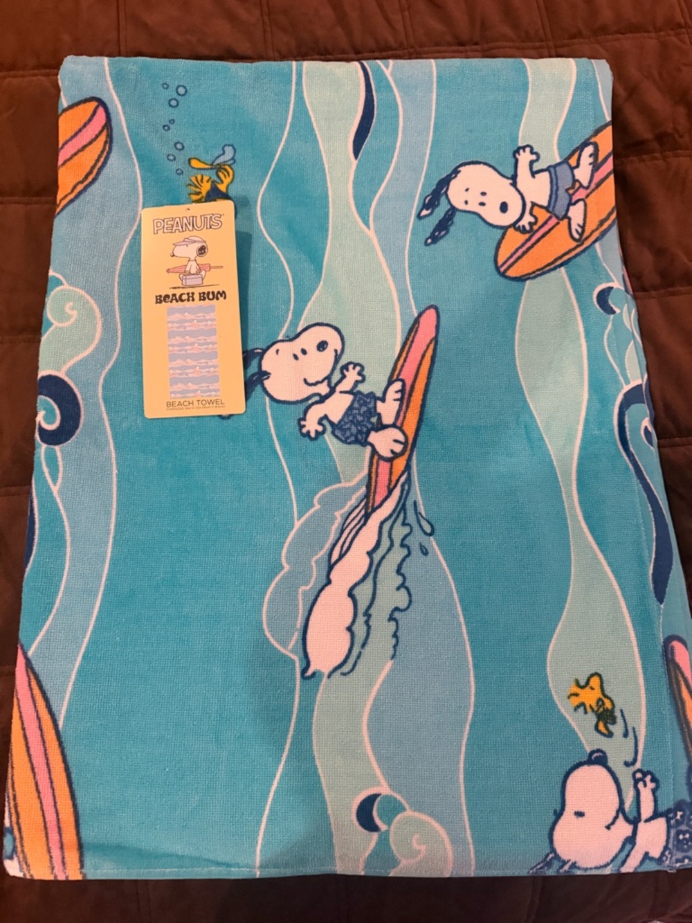Peanuts Blue Surfing Snoopy Beach Towel